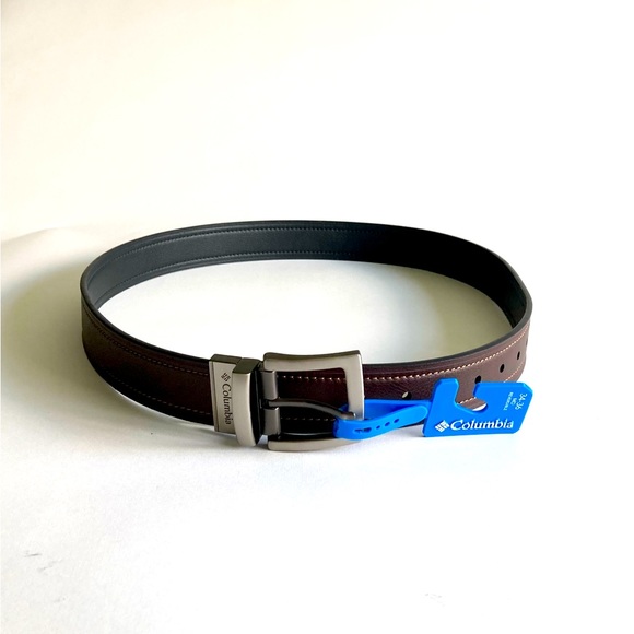 Men’s New Columbia Brown Leather Belt size 34-36 - Picture 1 of 8